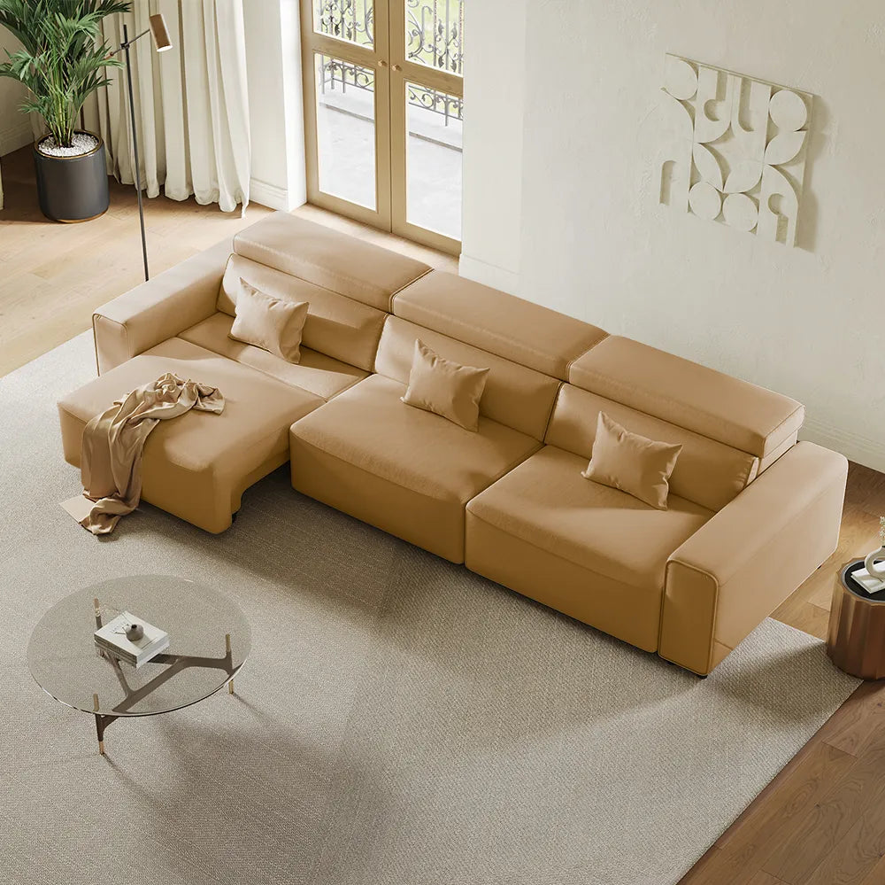 Luxury Leather Electric Pull Out Sofa Bed Slide Out Extendable Couch