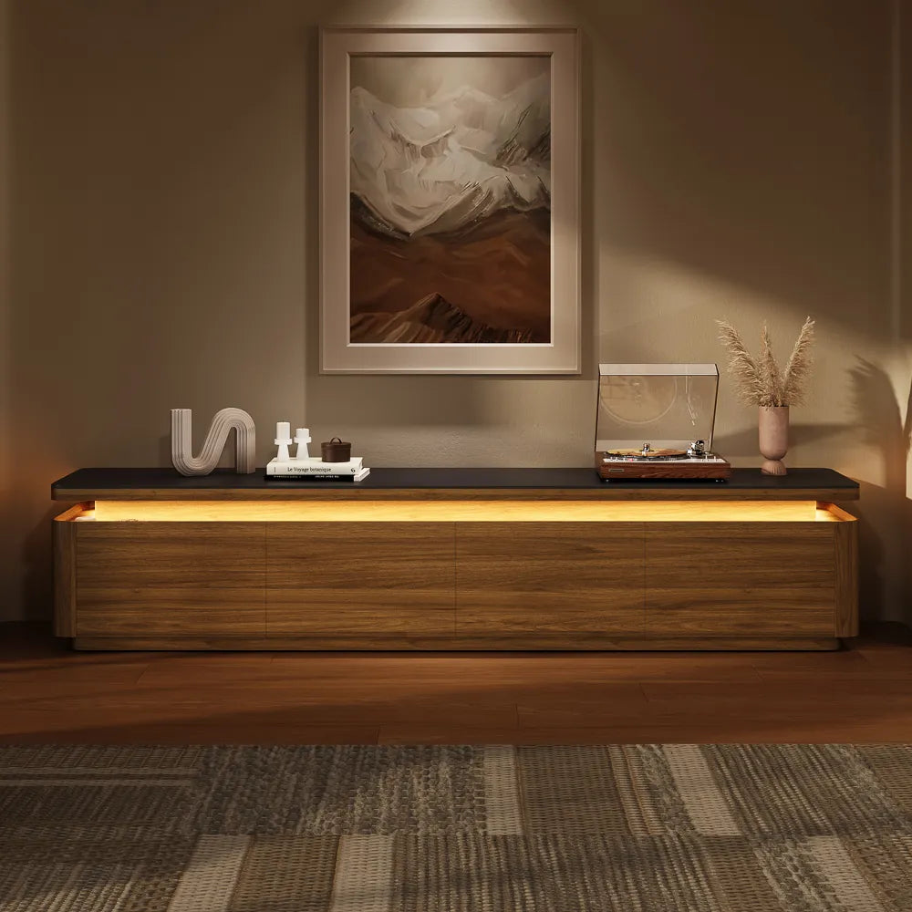Aether-78.74" Mid-Century Modern TV Stand with Adjustable LED Lights