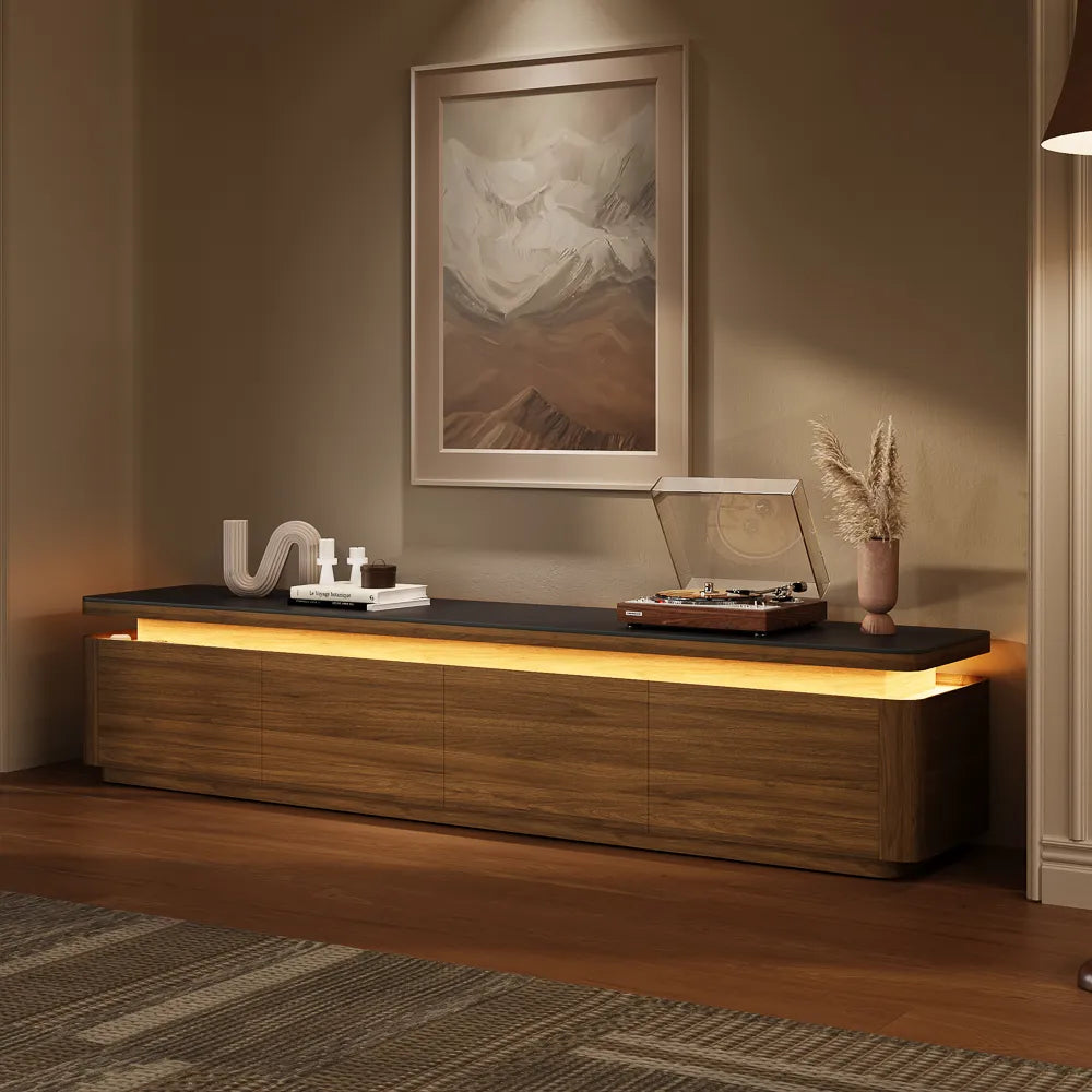 Aether-78.74" Mid-Century Modern TV Stand with Adjustable LED Lights