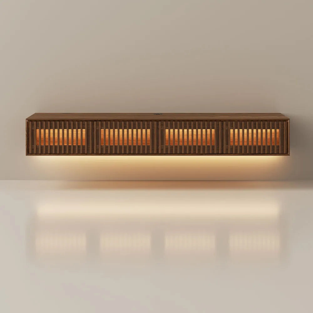 Aeolus-79" Mid-Century Floating TV Console with Adjustable LED Lights