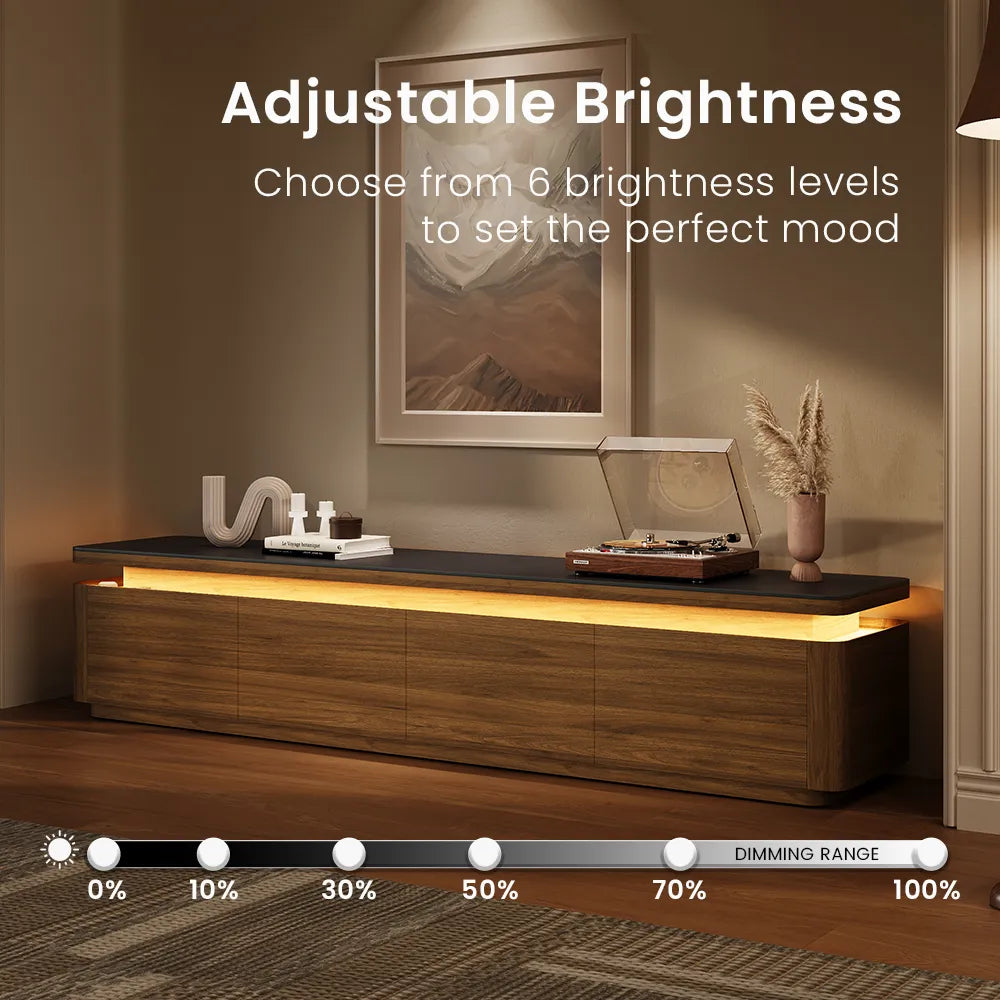Aether-78.74" Mid-Century Modern TV Stand with Adjustable LED Lights