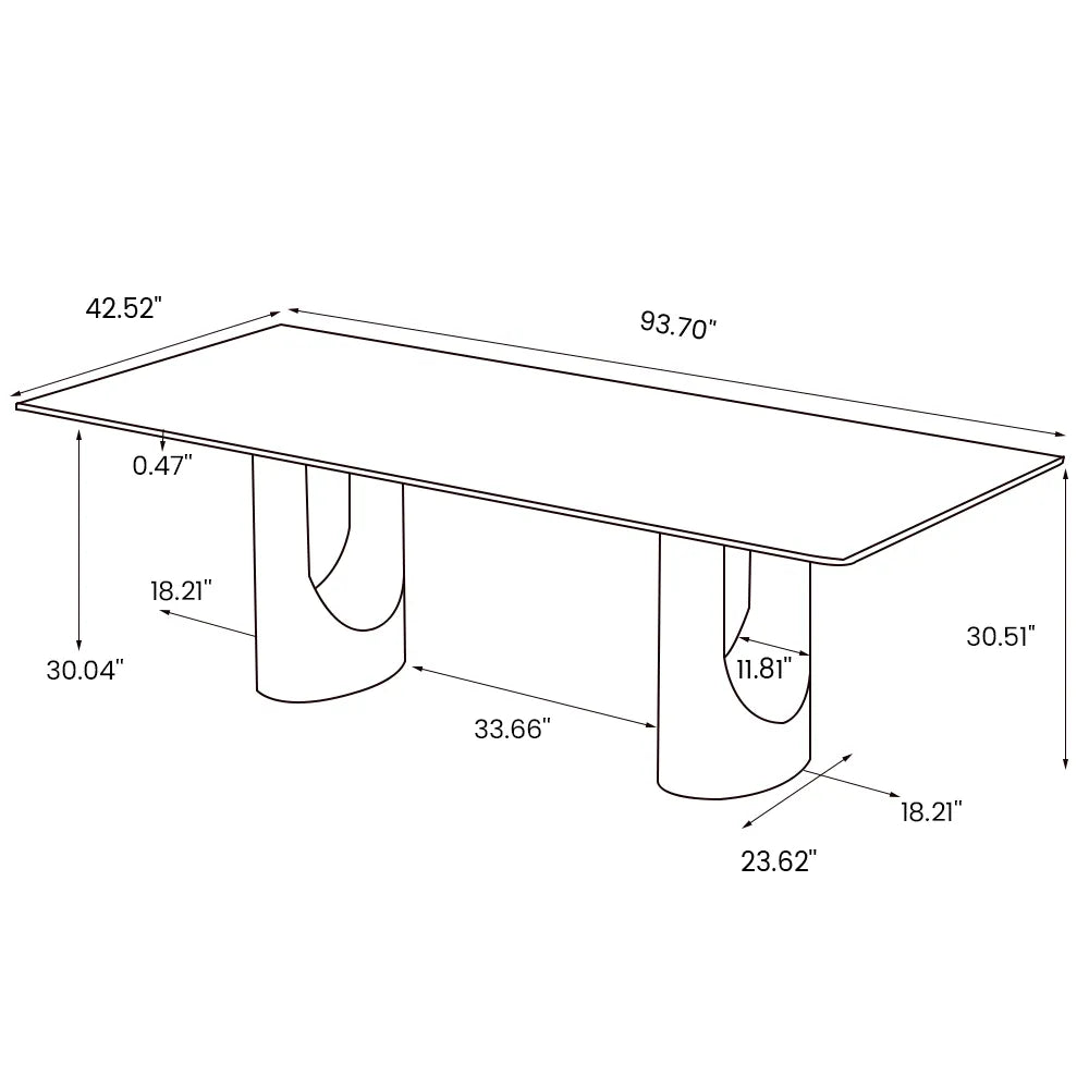 Hobart - Table à manger rectangulaire en pierre frittée brillante 