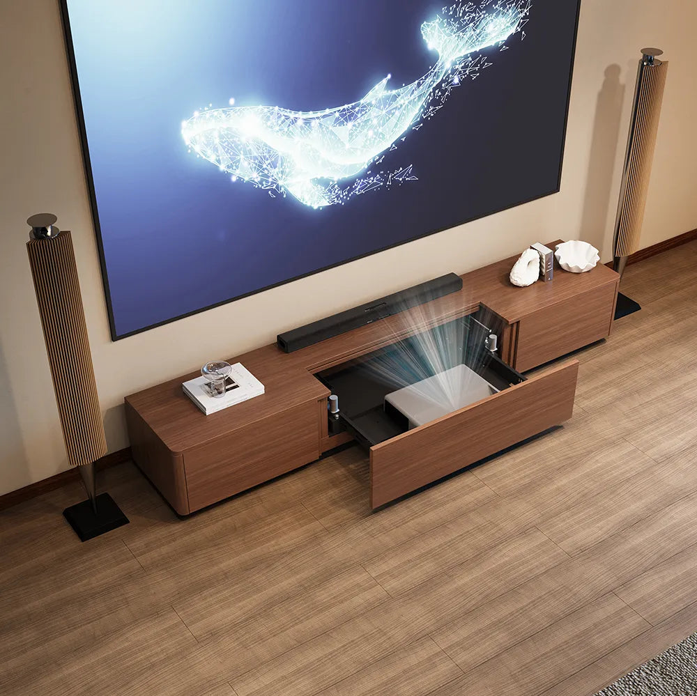 Meuble TV électrique moderne avec boîtier de projection à focale ultra-courte 