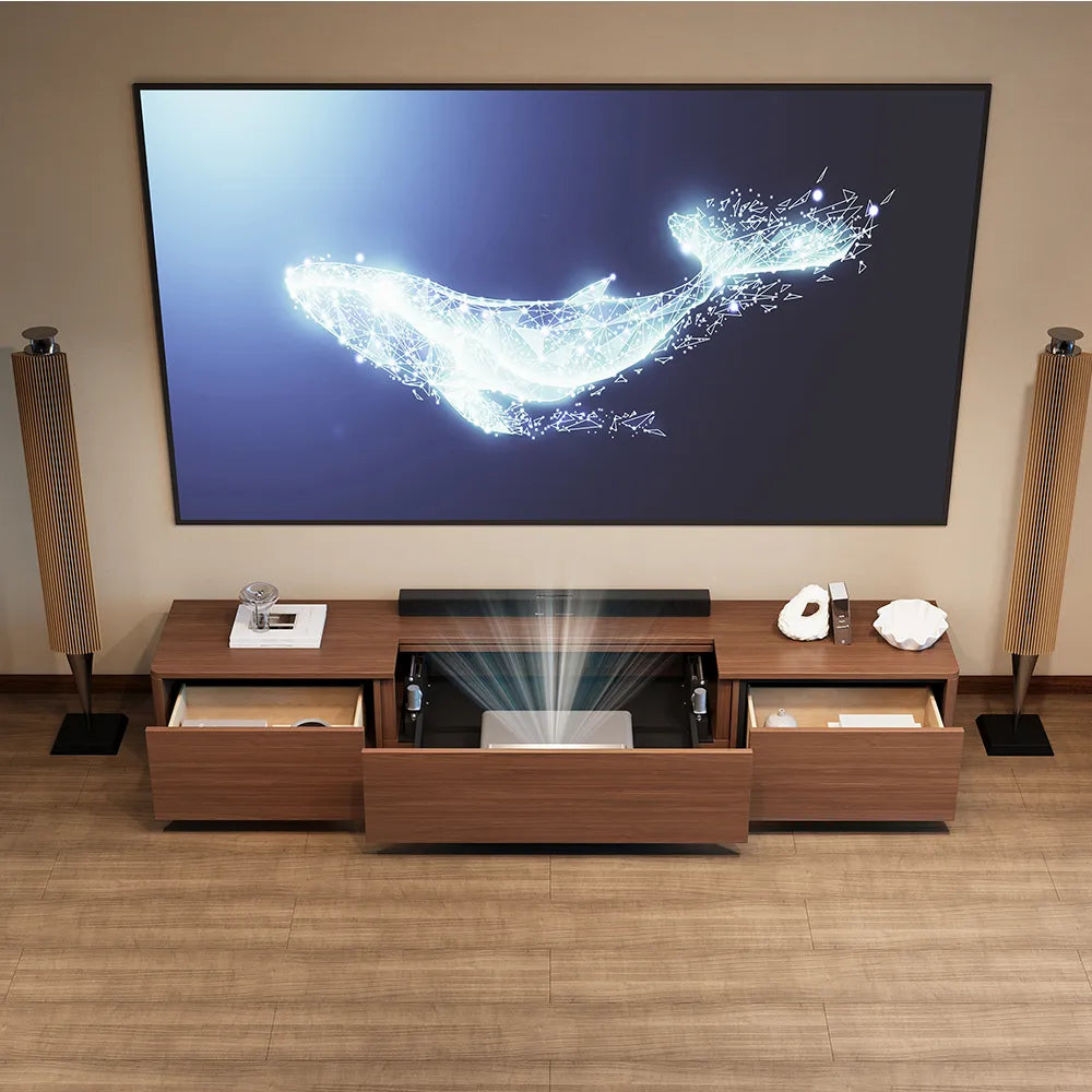 Meuble TV électrique moderne avec boîtier de projection à focale ultra-courte 