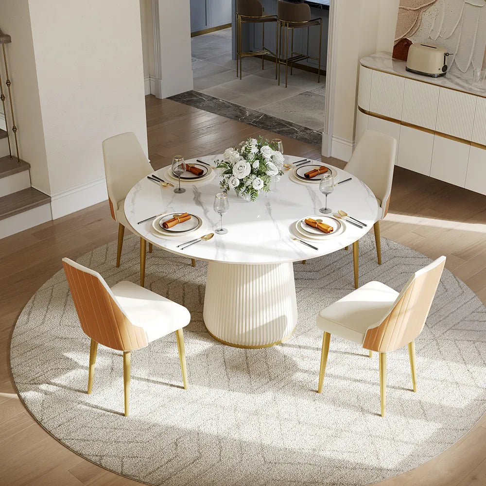 Table à manger ronde en pierre frittée mate Lira (47 po) 