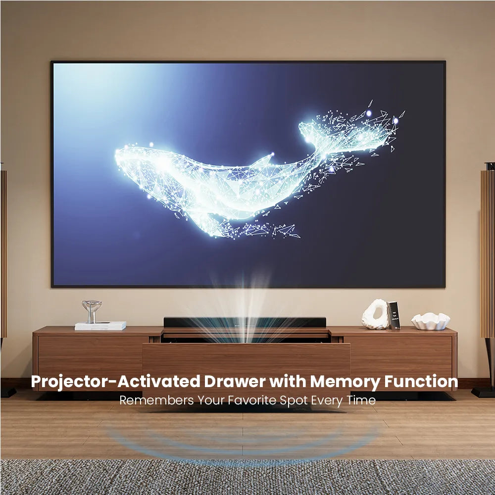 Meuble TV électrique moderne avec boîtier de projection à focale ultra-courte 