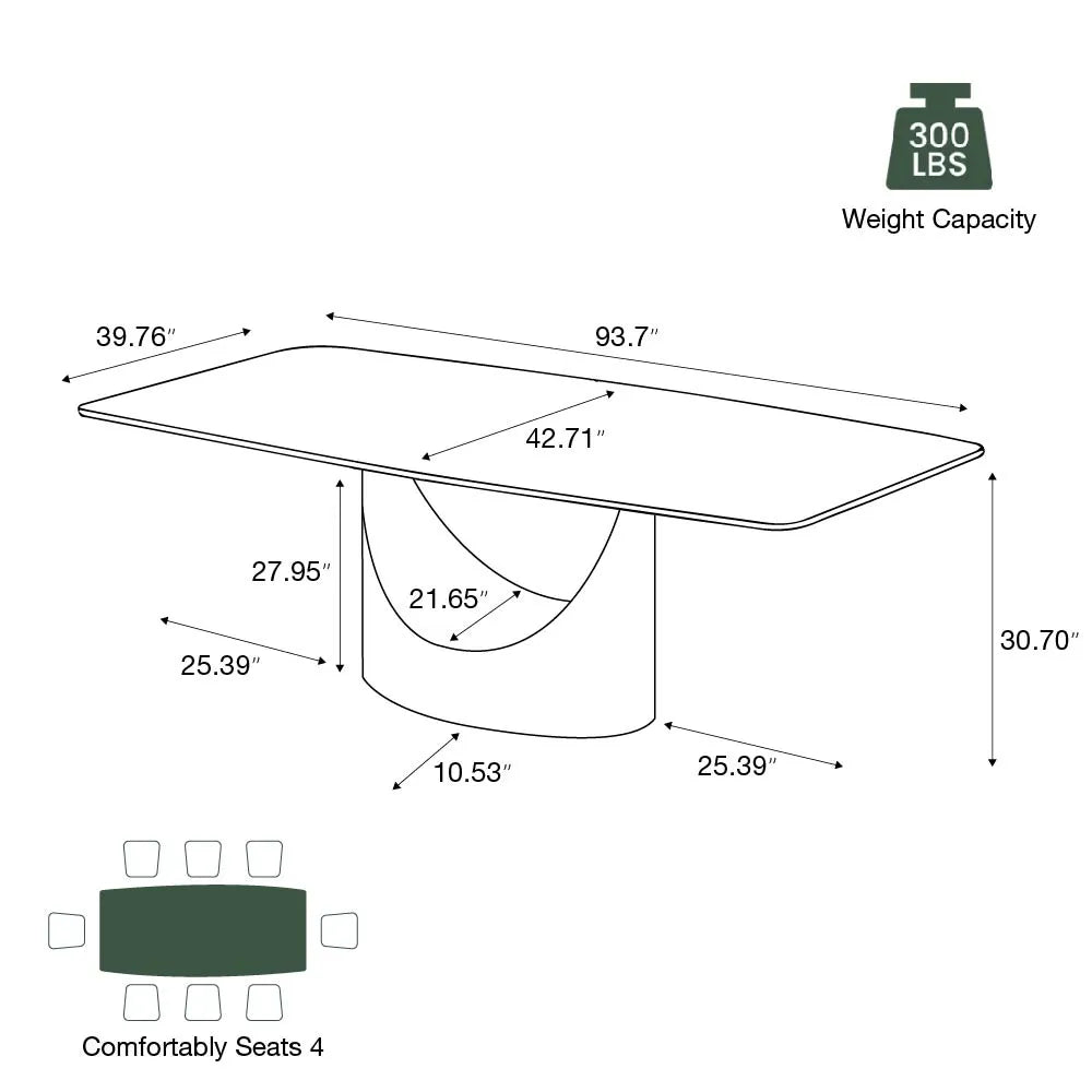 Hobart - Rectangular Matte  Sintered Stone Dining Table — view 8