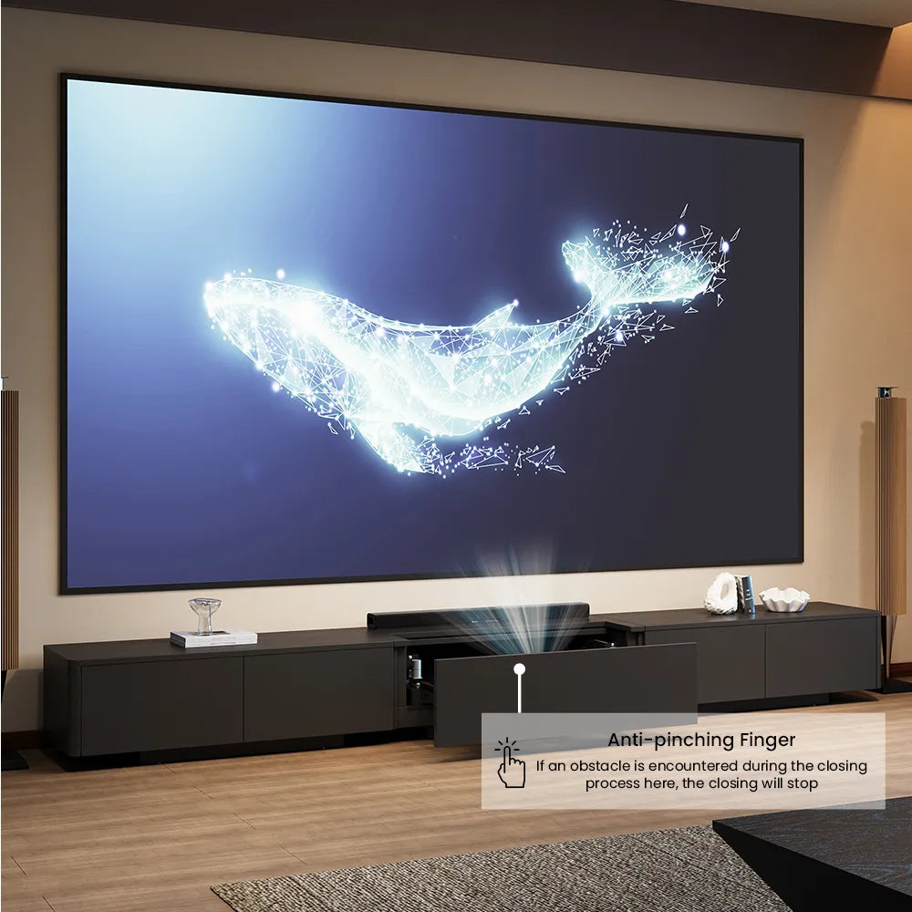 Meuble TV électrique moderne avec boîtier de projection à focale ultra-courte 