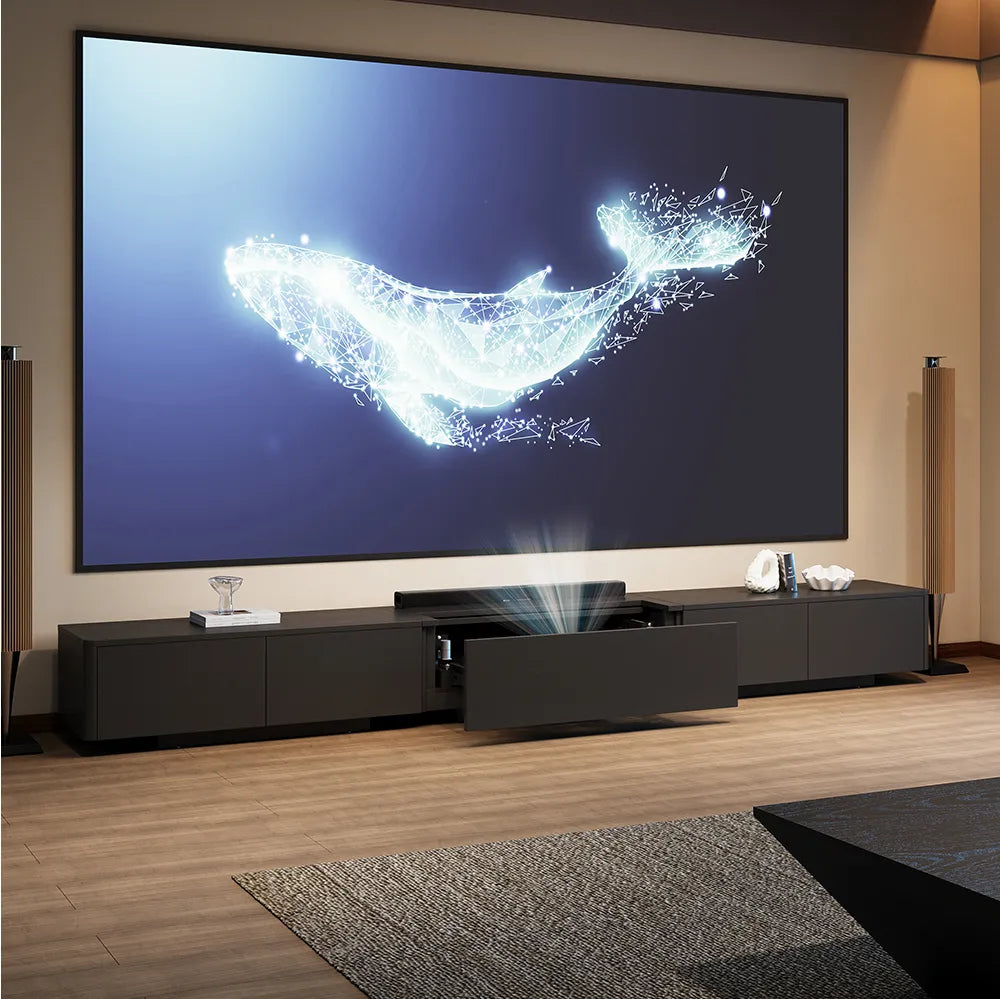 Meuble TV électrique moderne avec boîtier de projection à focale ultra-courte 