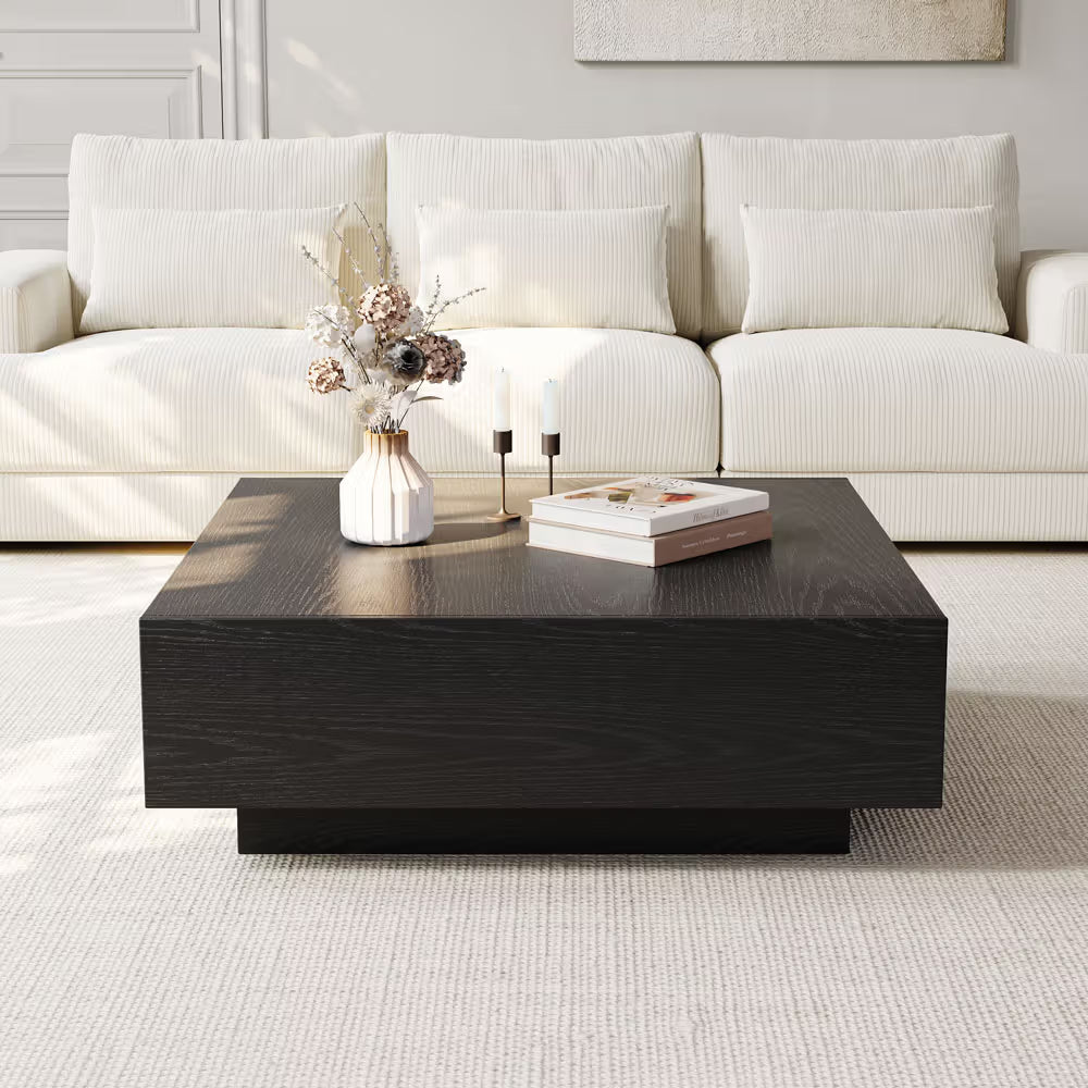 39" Square Wood Coffee Table with Storage