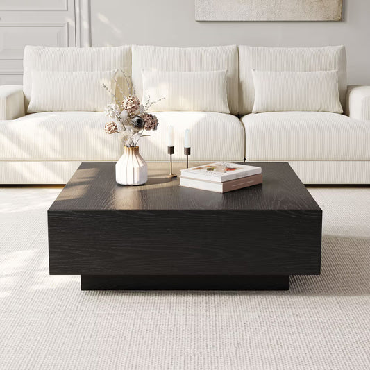 39" Square Wood Coffee Table with Storage