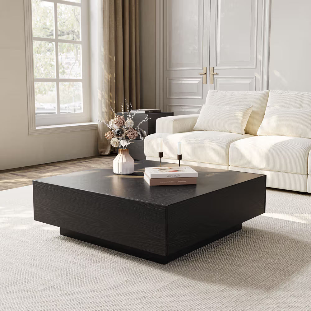 39" Square Wood Coffee Table with Storage