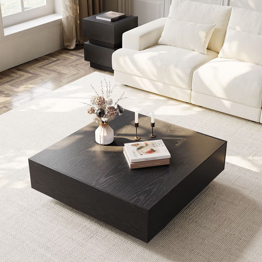 39" Square Wood Coffee Table with Storage