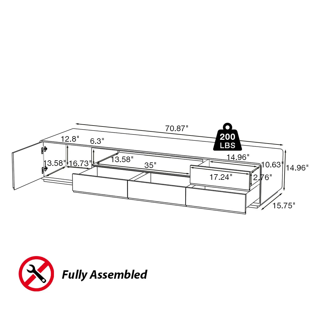 Modern Wood Black TV Stand — view 8