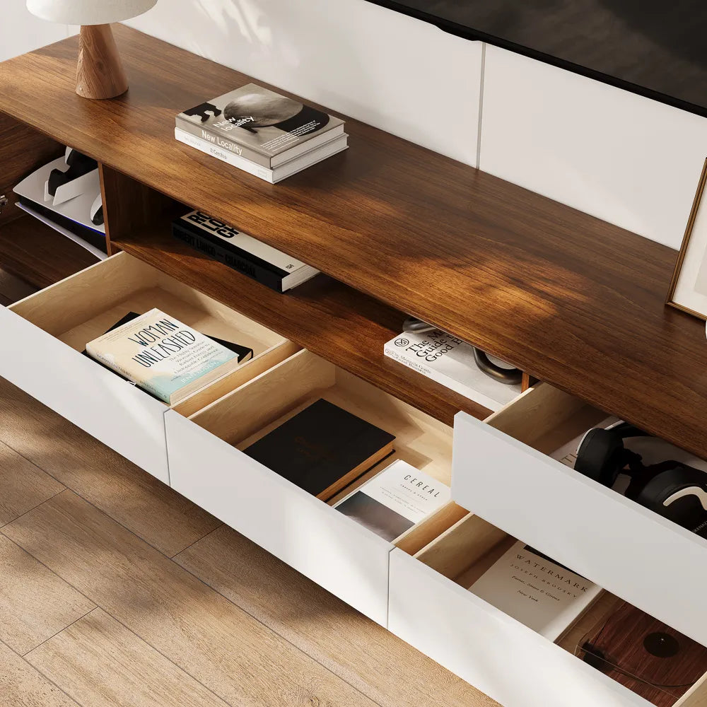 Modern Wood White TV Stand
