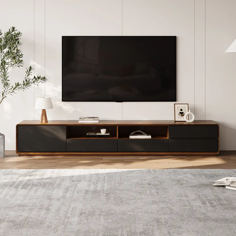 Modern Wood Black TV Stand — view 2