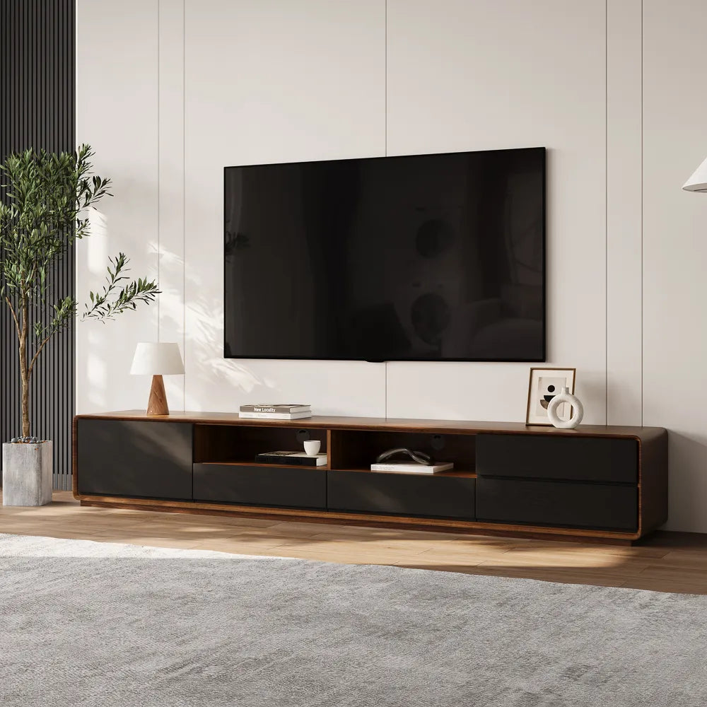 Modern Wood Black TV Stand — view 1