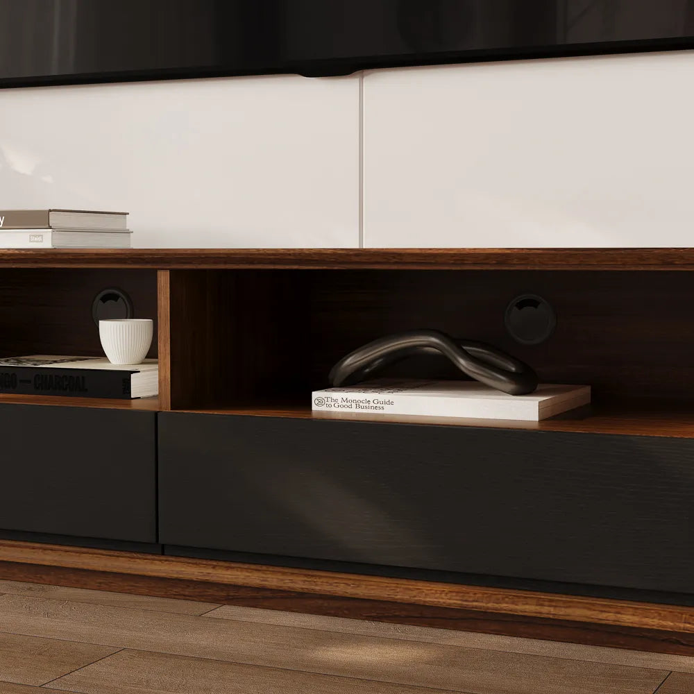 Modern Wood Black TV Stand — view 5