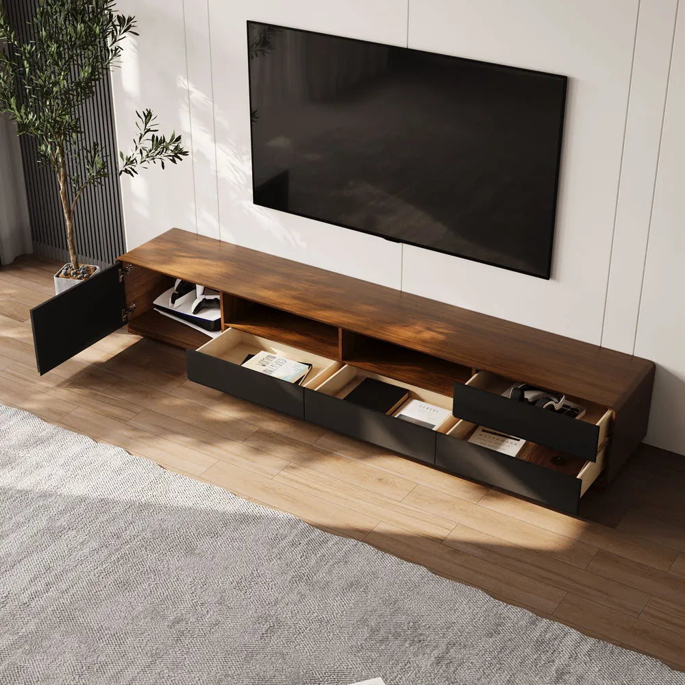Modern Wood Black TV Stand — view 6