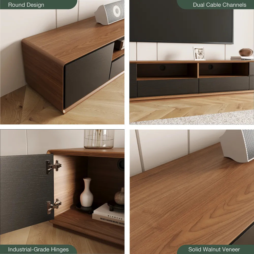 Modern Wood Black TV Stand — view 7
