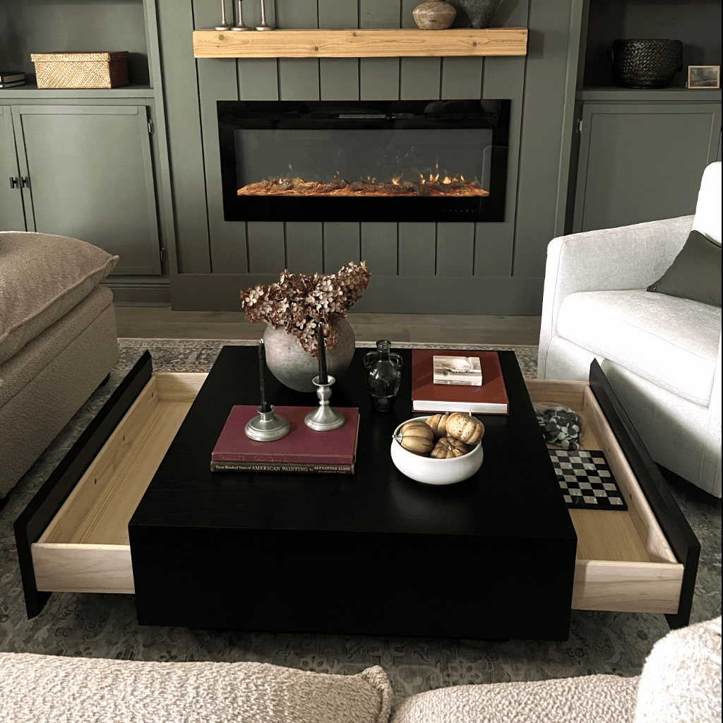39" Square Wood Coffee Table with Storage