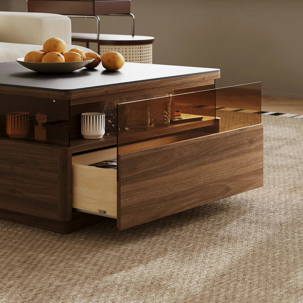 Aether-31" Square LED Coffee Table with Storage