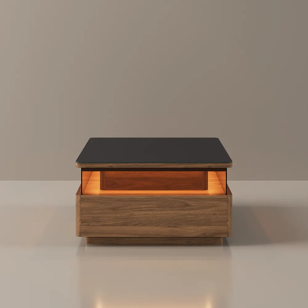 Aether-31" Square LED Coffee Table with Storage