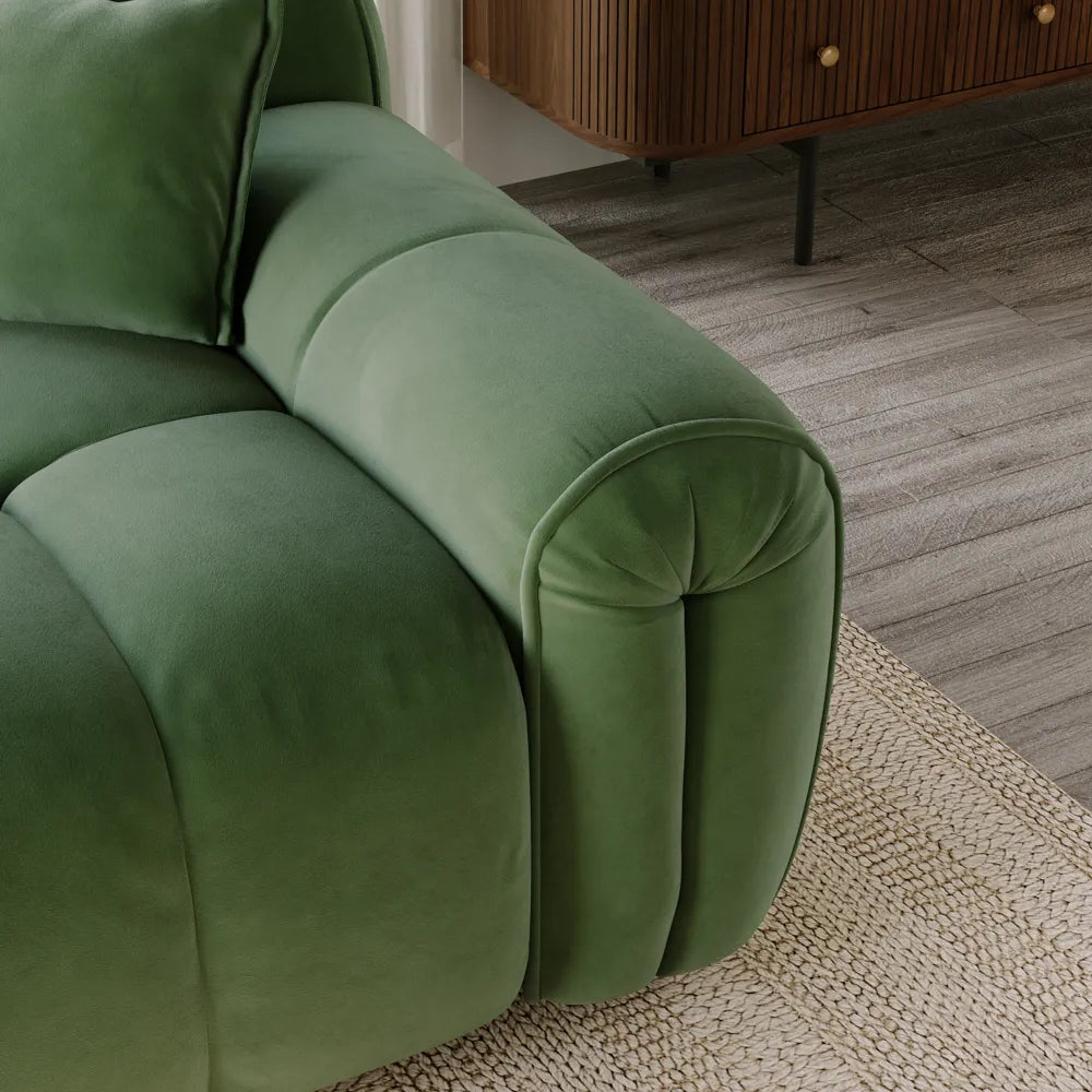 Silva - Green Velvet Tufted Sofa with Deep Depth Seats Living Room