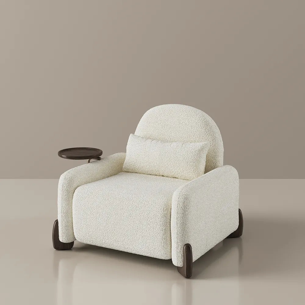 Canapé-lit convertible 3 en 1 avec fauteuil inclinable manuel et plateau latéral 