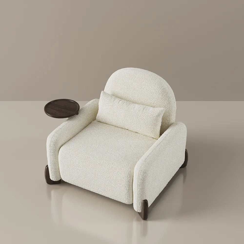 Canapé-lit convertible 3 en 1 avec fauteuil inclinable manuel et plateau latéral 