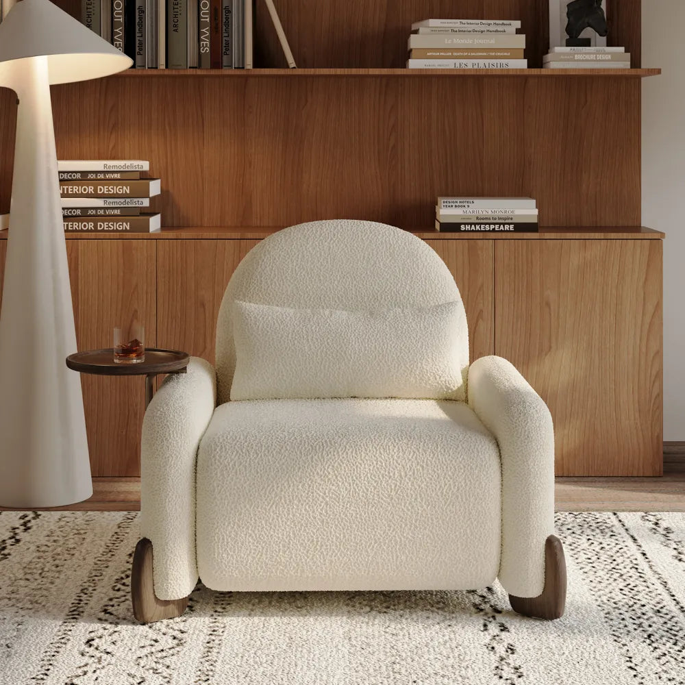 Canapé-lit convertible 3 en 1 avec fauteuil inclinable manuel et plateau latéral 