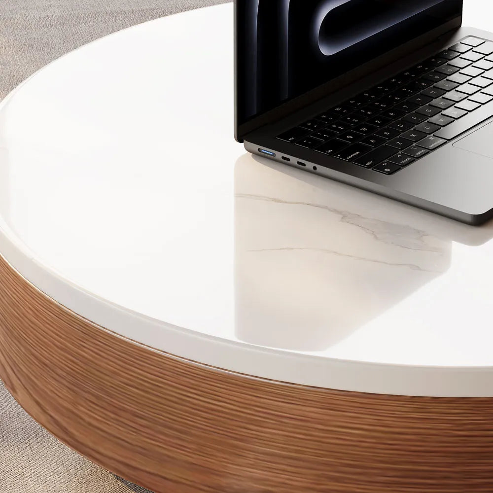 Ensemble de 2 tables basses gigognes modernes à plateau relevable 