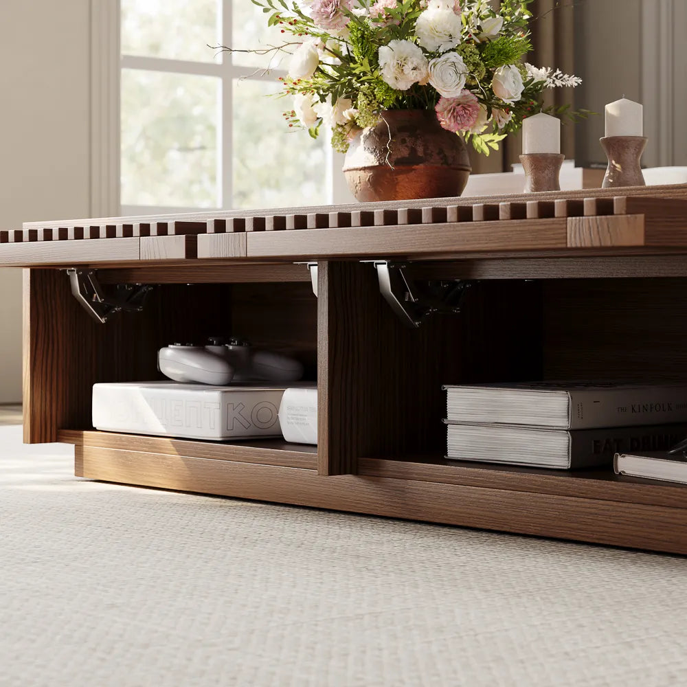 47" Rectangle Wood Coffee Table with Storage
