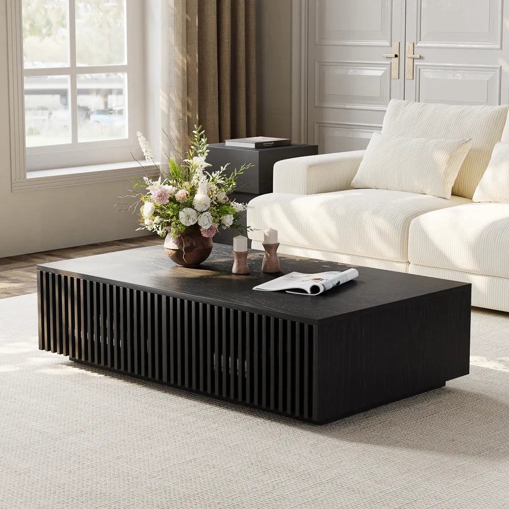 47" Rectangle Wood Coffee Table with Storage