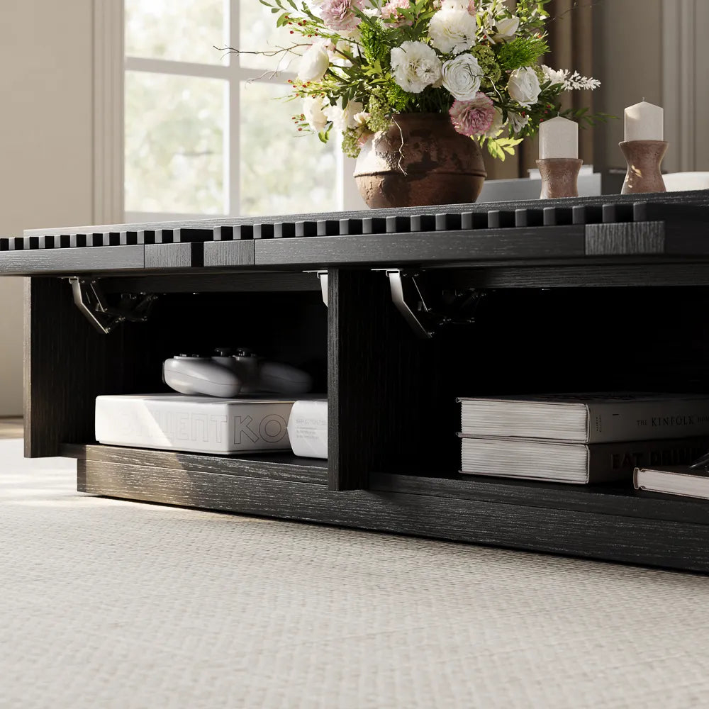 47" Rectangle Wood Coffee Table with Storage