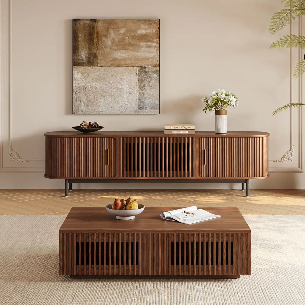 47" Rectangle Wood Coffee Table with Storage