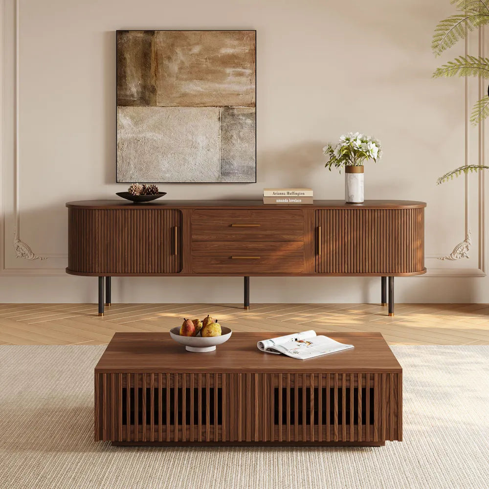 Table basse rectangulaire en bois de 47 po avec rangement 