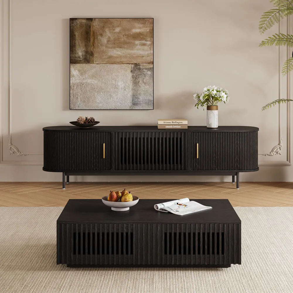 47" Rectangle Wood Coffee Table with Storage