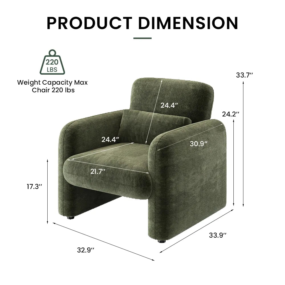 Silva - Fauteuil d'appoint en chenille de 83 cm avec assise profonde 