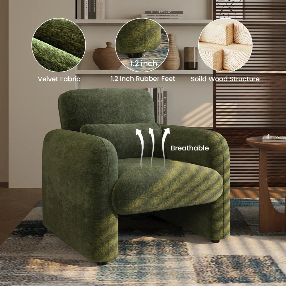 Silva - Fauteuil d'appoint en chenille de 83 cm avec assise profonde 