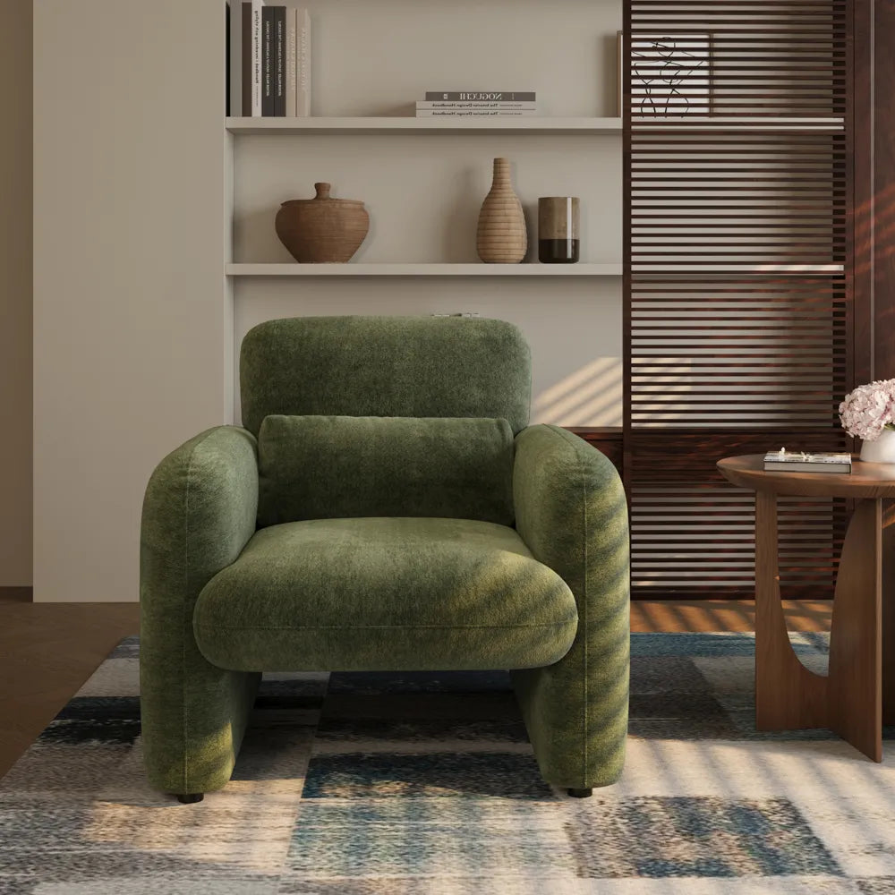 Silva - Fauteuil d'appoint en chenille de 83 cm avec assise profonde 