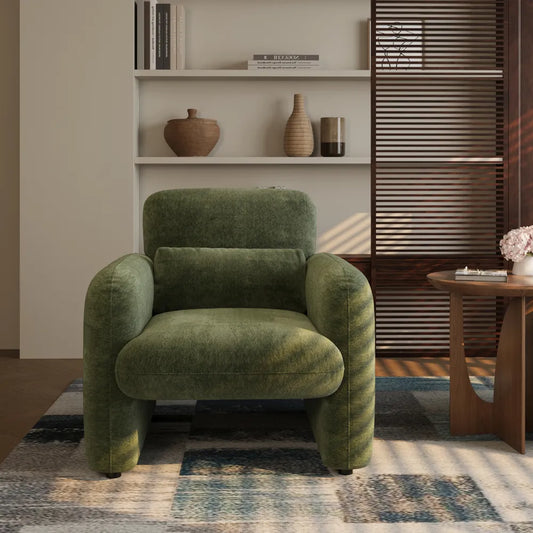 Silva - Fauteuil d'appoint en chenille de 83 cm avec assise profonde 