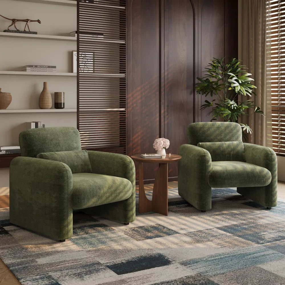 Silva - Fauteuil d'appoint en chenille de 83 cm avec assise profonde 