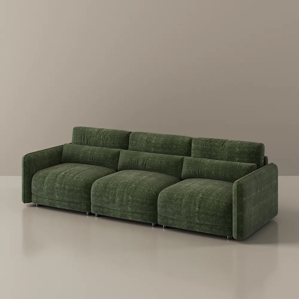 Green chenille sofa set, high-elasticity foam