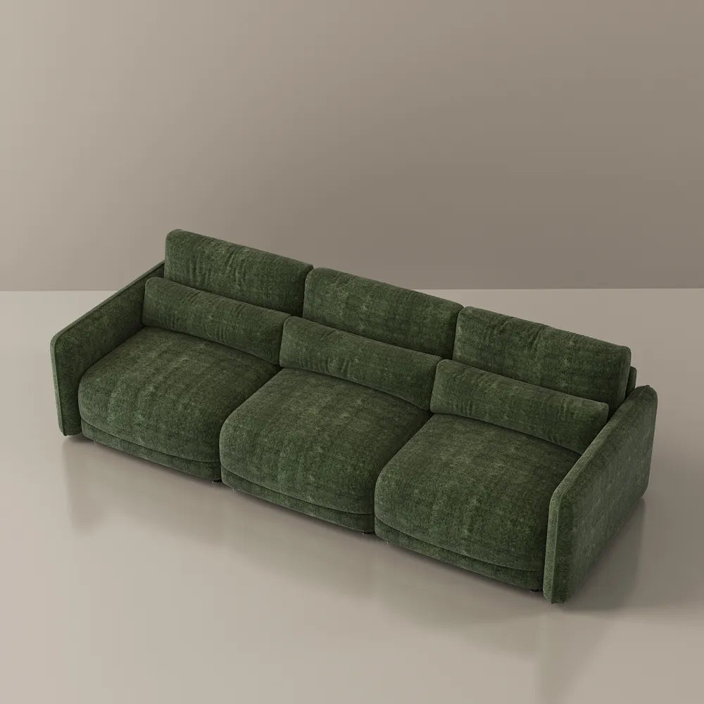 Green chenille sofa set, high-elasticity foam