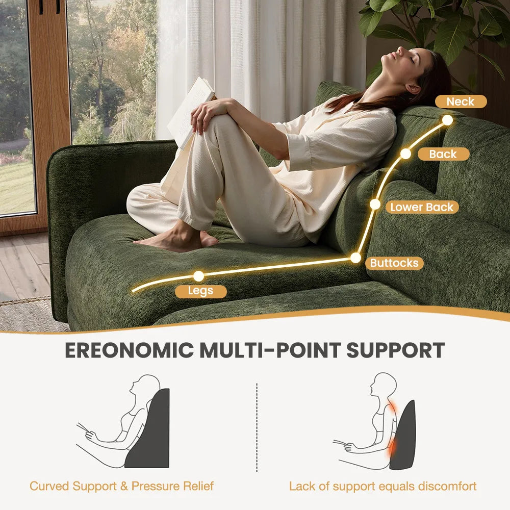 Green chenille sofa set, high-elasticity foam