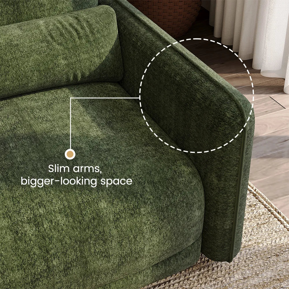 Green chenille sofa set, high-elasticity foam