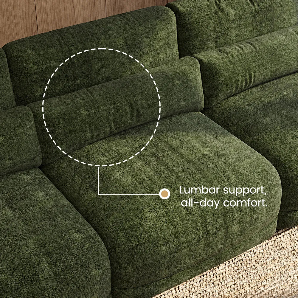 Green chenille sofa set, high-elasticity foam