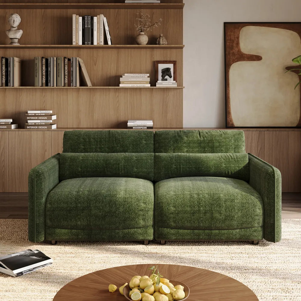 Green chenille sofa set, high-elasticity foam