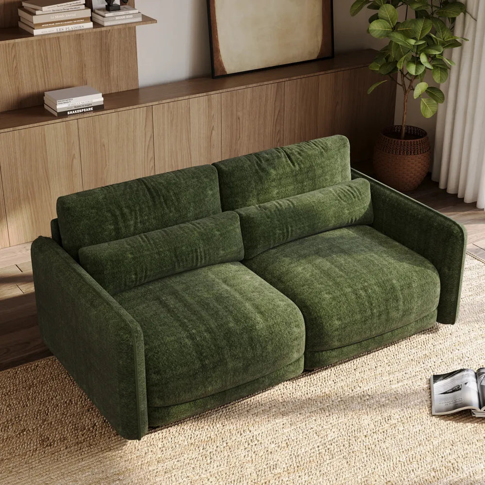 Green chenille sofa set, high-elasticity foam